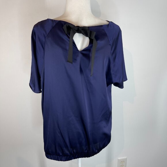 Alfani Navy & Black Blouse with Waist Band size Large - Picture 3 of 4